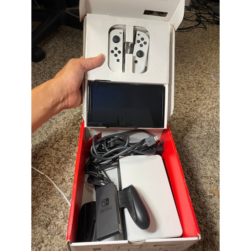 Nintendo Switch OLED System 64GB Console in Box w/White Joy-Cons + Dock BOX - Picture 6 of 8